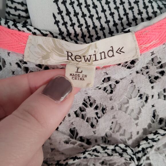 Rewind Womens Sheer Chevron Top Size L Lacey Boho Beaded Twee French Prairie - Picture 3 of 8